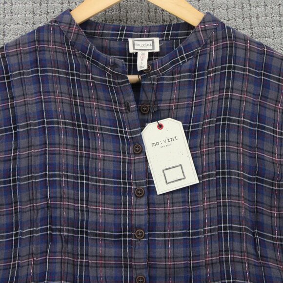 Mo:vint By Anthropologie Womens Small Multicolor Peplum Tunic Button Up Top NWT - Picture 5 of 9